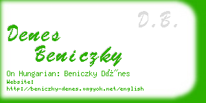 denes beniczky business card